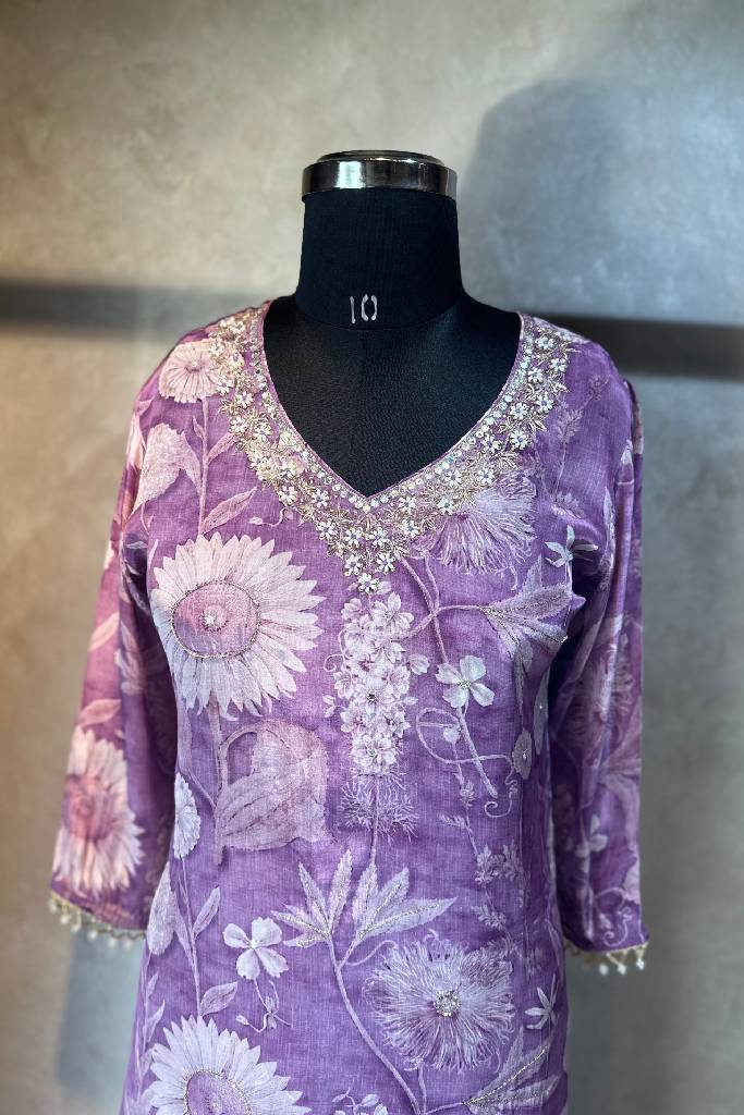 Handwork Muslin Sharara Set