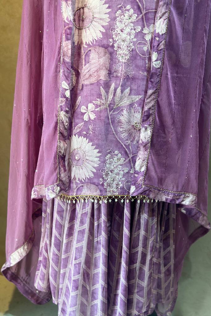 Handwork Muslin Sharara Set