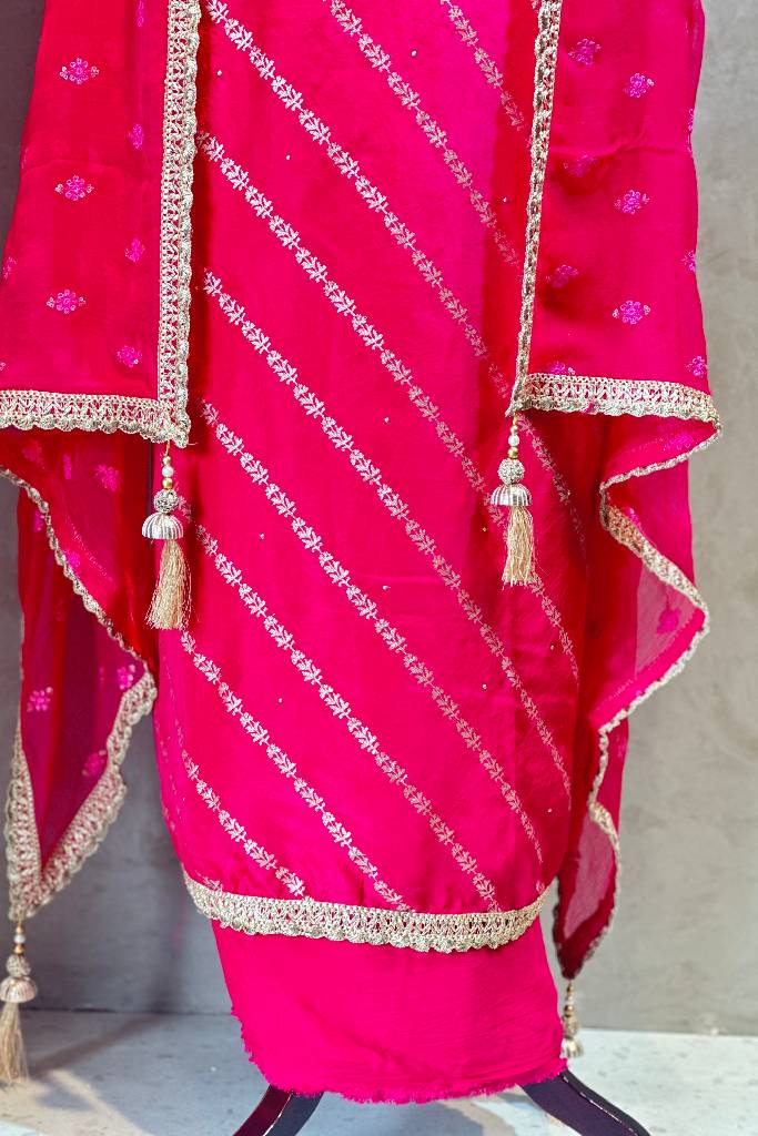 Pure Banarasi Silk Handwork Suit