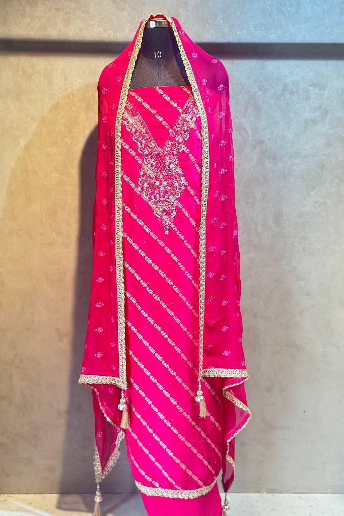 Pure Banarasi Silk Handwork Suit
