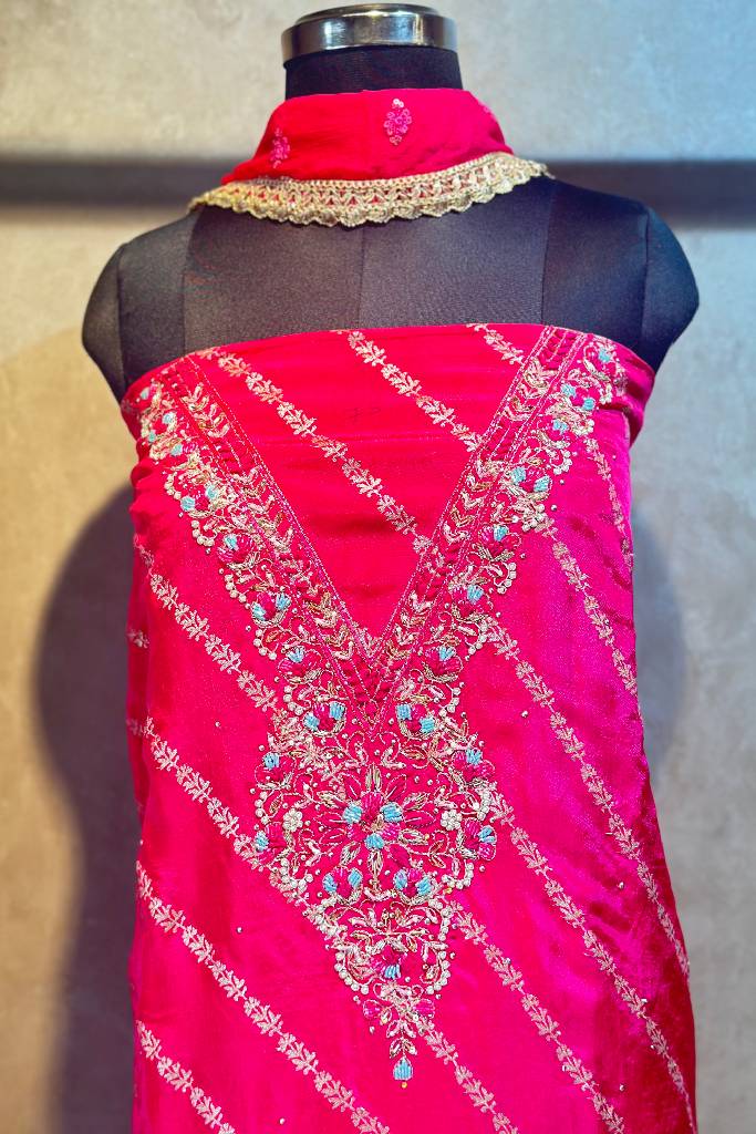 Pure Banarasi Silk Handwork Suit