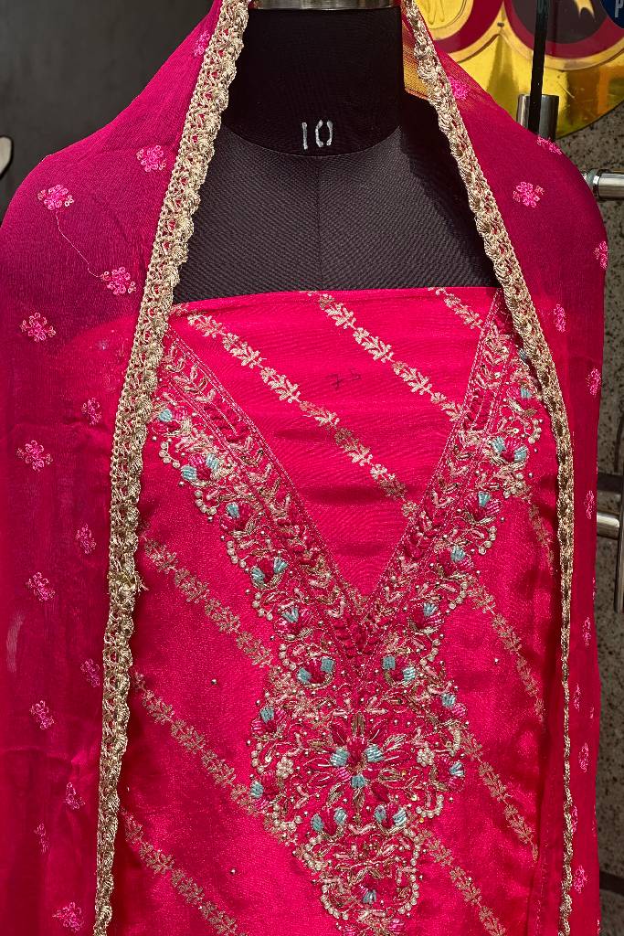 Pure Banarasi Silk Handwork Suit