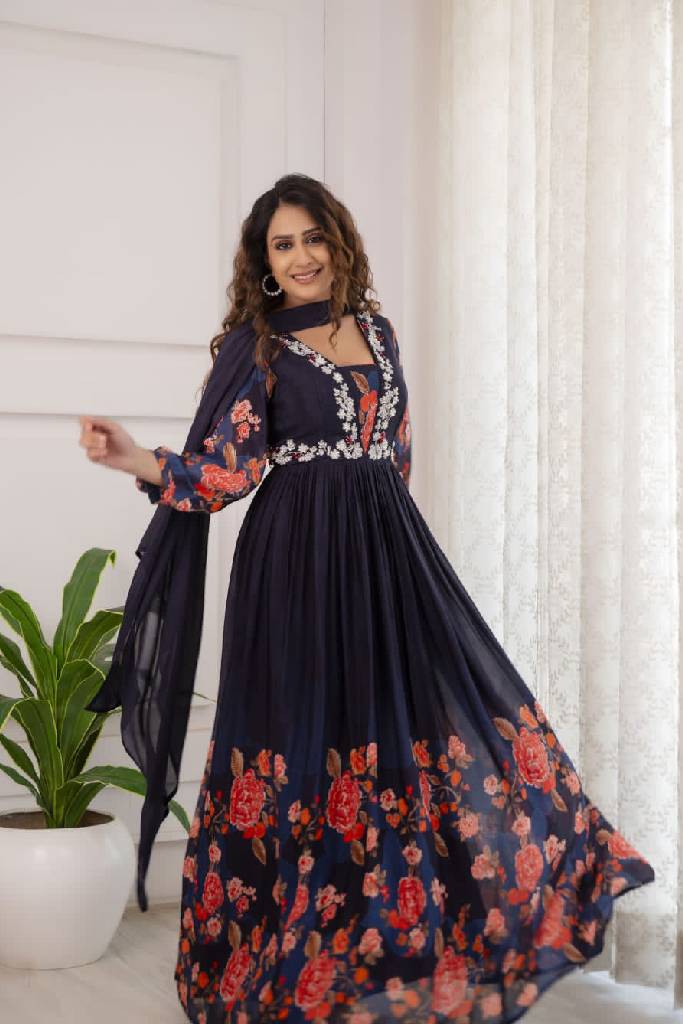Pure Chinon Anarkali Suit