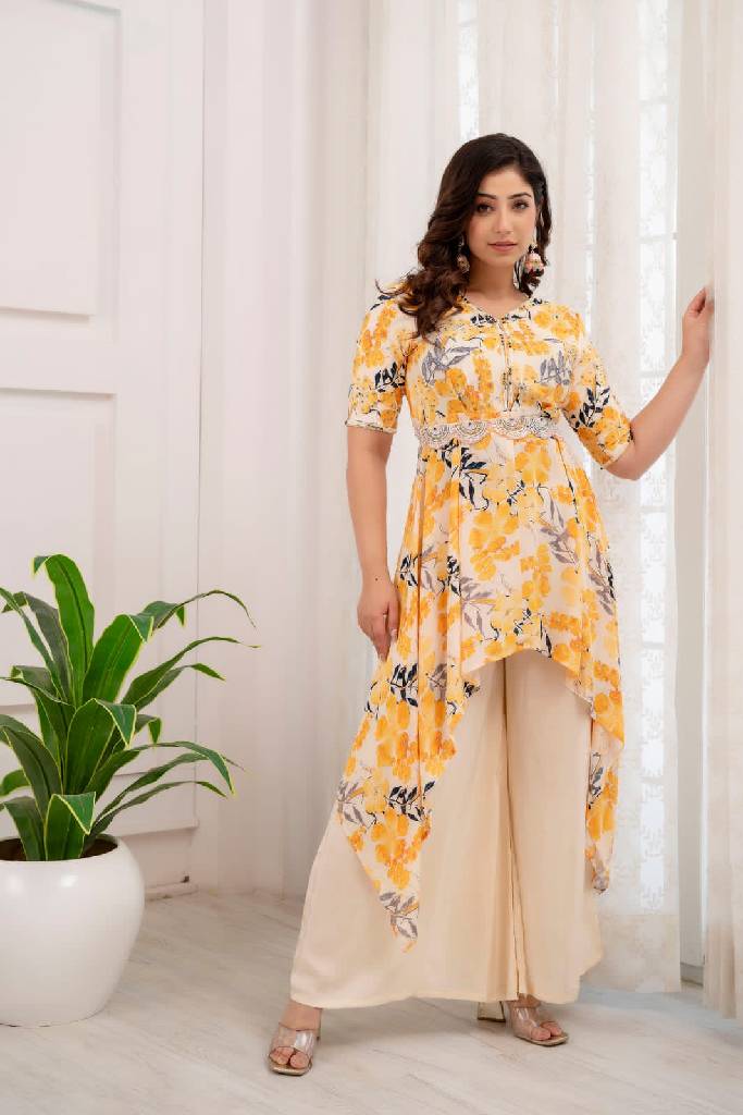 Pure Chinon Handwork Plazo Set