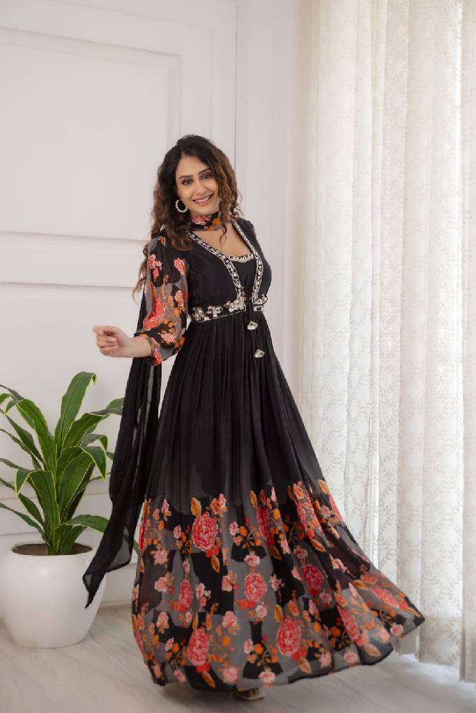 Pure Chinon Anarkali Suit