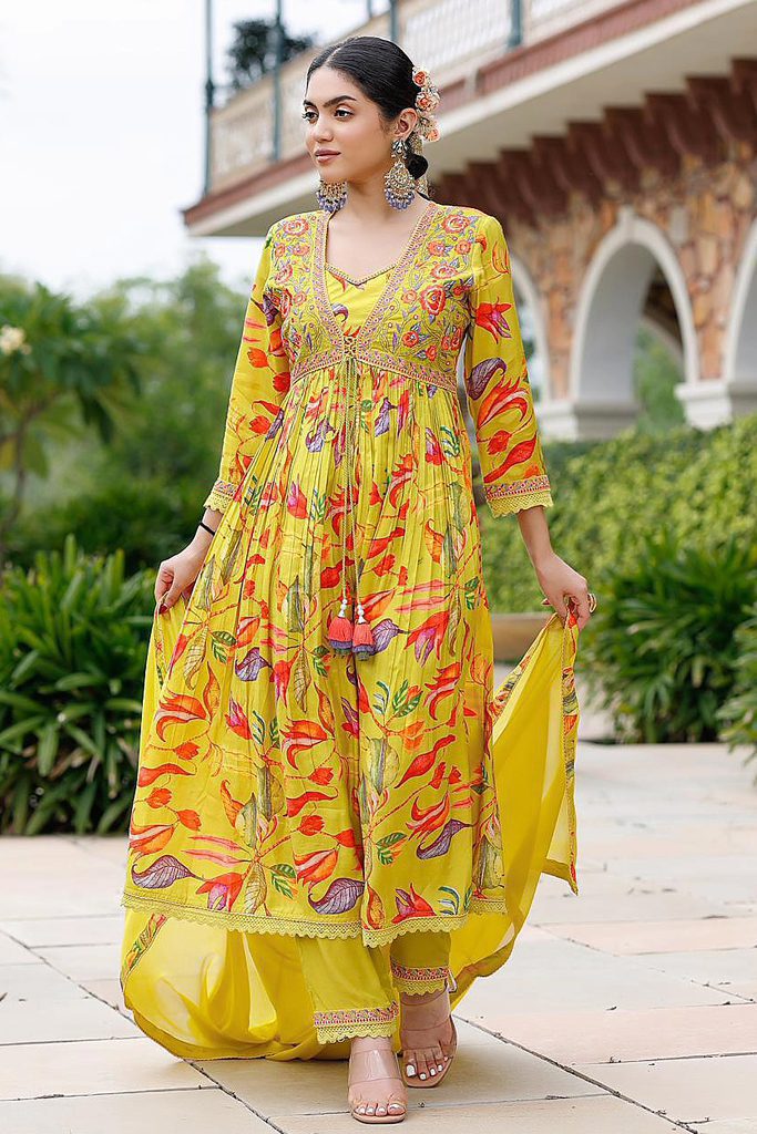 3 Piece Floral Jacket Suit