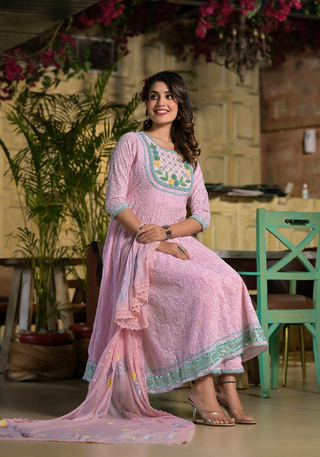 Three Piece Chikan Handwork Suit