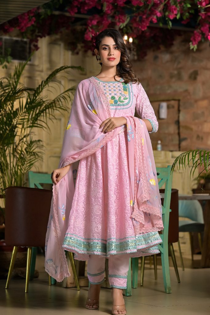 Three Piece Chikan Handwork Suit