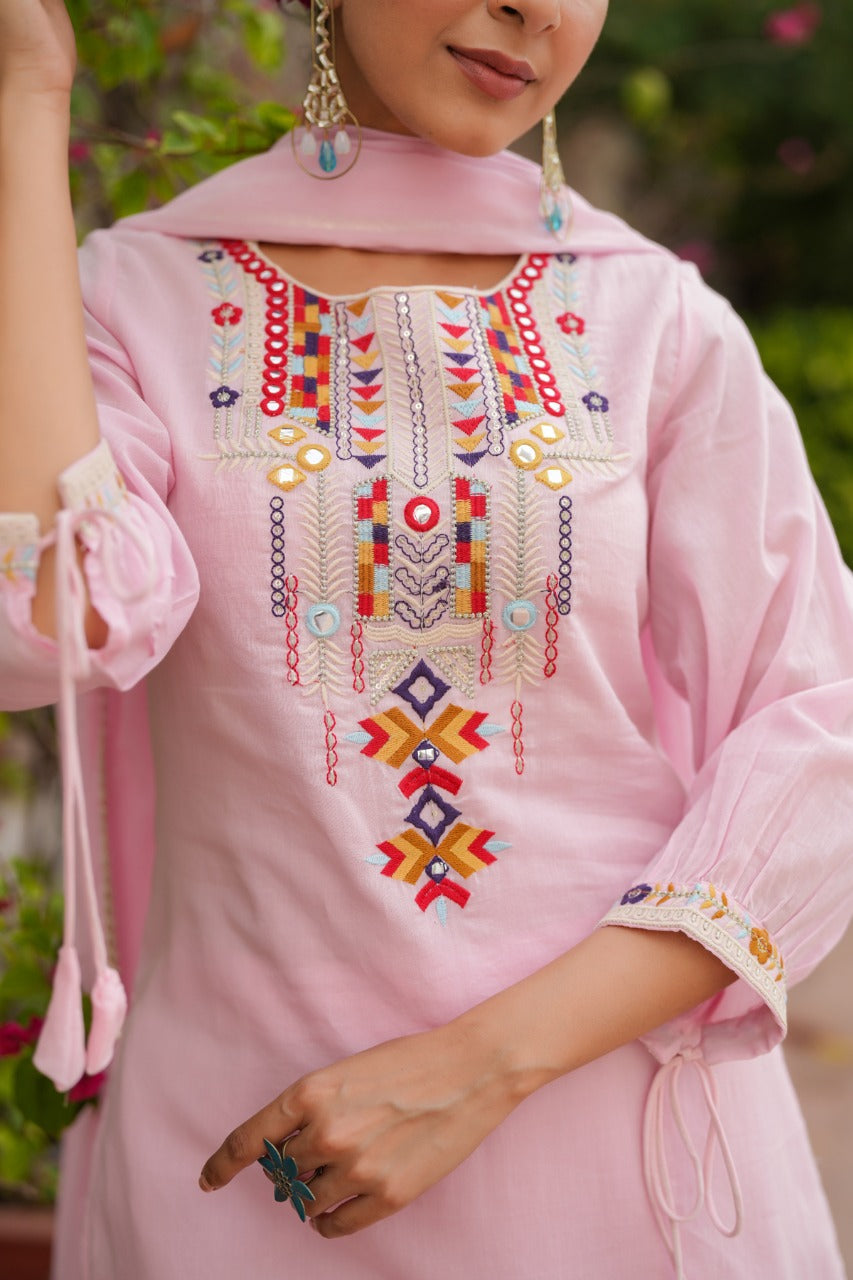TRENDY EMBROIDERED SUIT SET