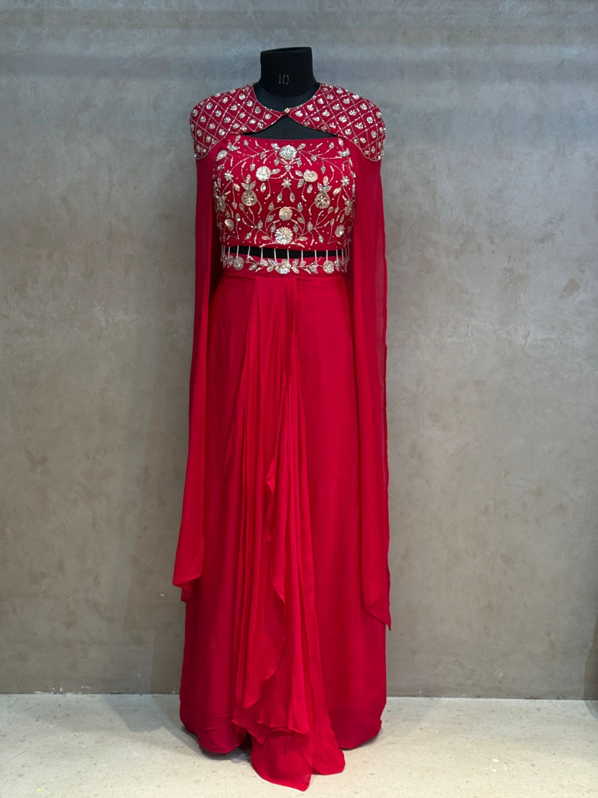 DRAPE SKIRT WITH CAP SHRUG