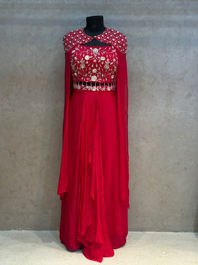DRAPE SKIRT WITH CAP SHRUG