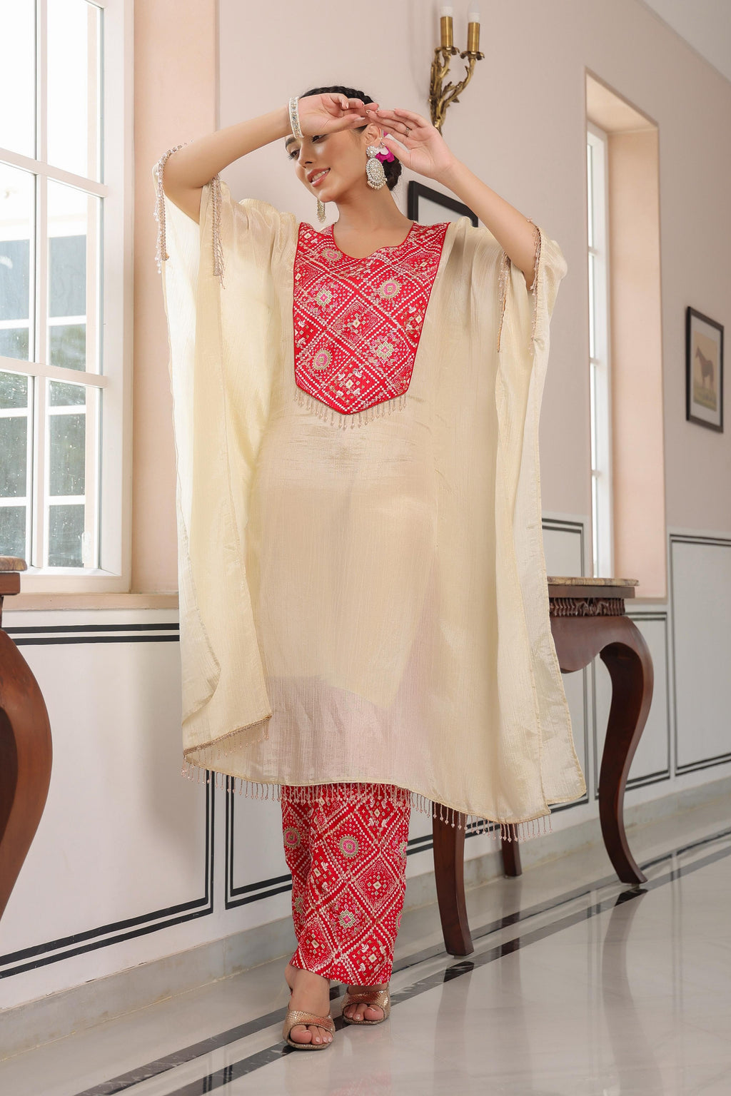 PURE ZARI TISSUE KAFTAN SET