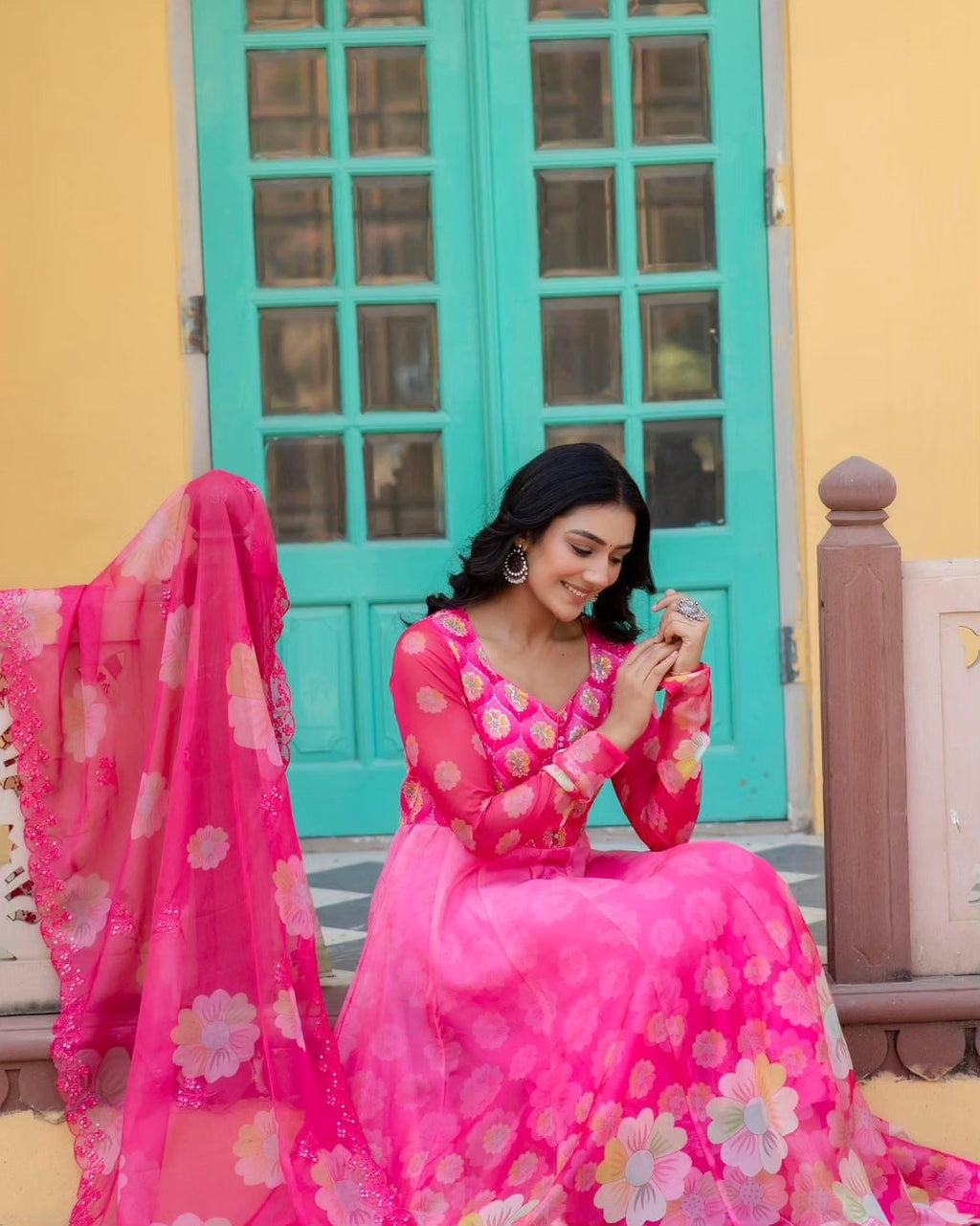 PURE ORGANZA FLORAL ANARKALI