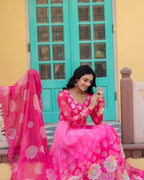 PURE ORGANZA FLORAL ANARKALI