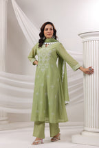MUL CHANDERI EMBROIDERED SUIT
