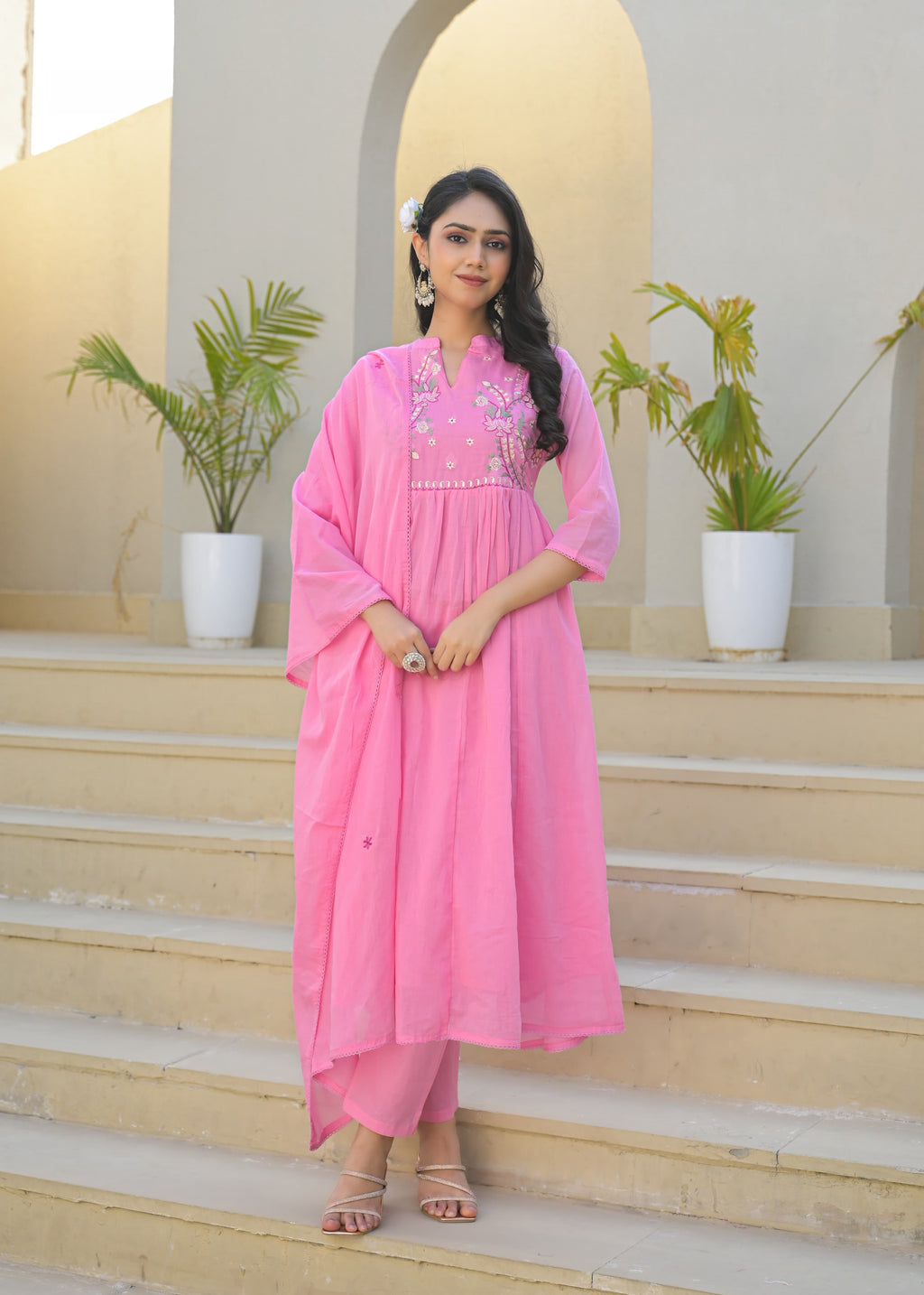 EMBROIDERED MUL COTTON SUIT SET