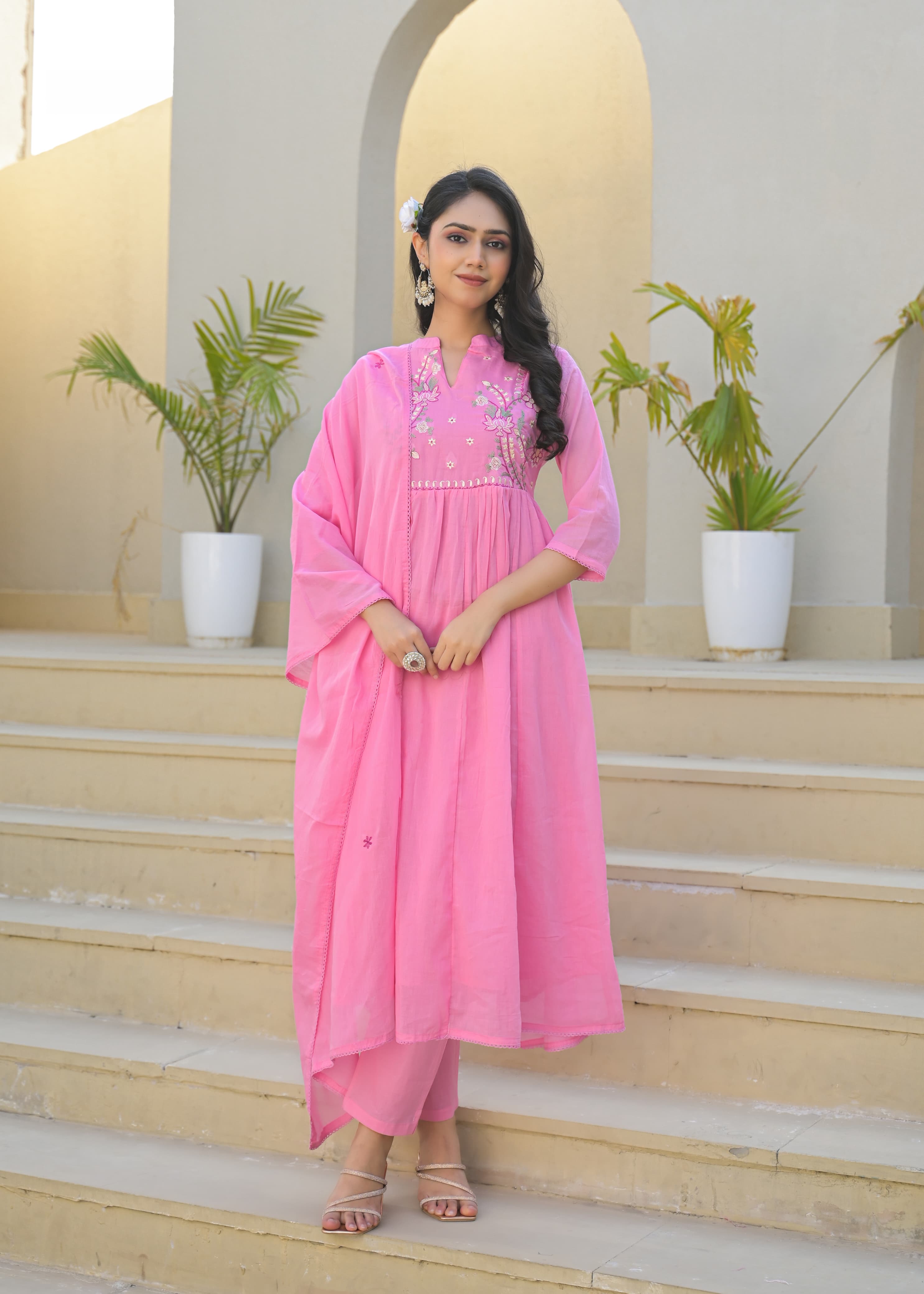 EMBROIDERED MUL COTTON SUIT SET