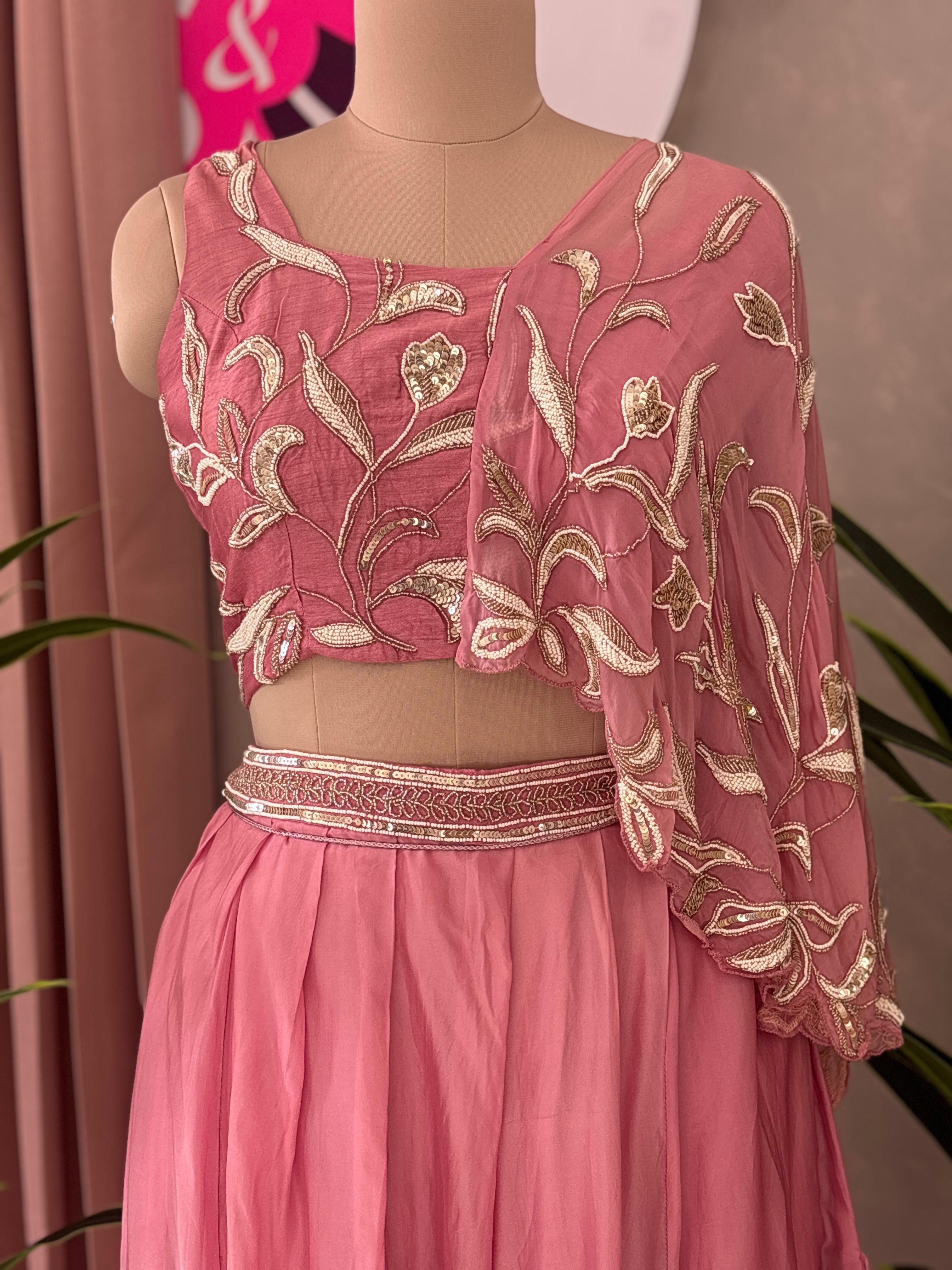 Designer Handwork Top with Flared Palazzo