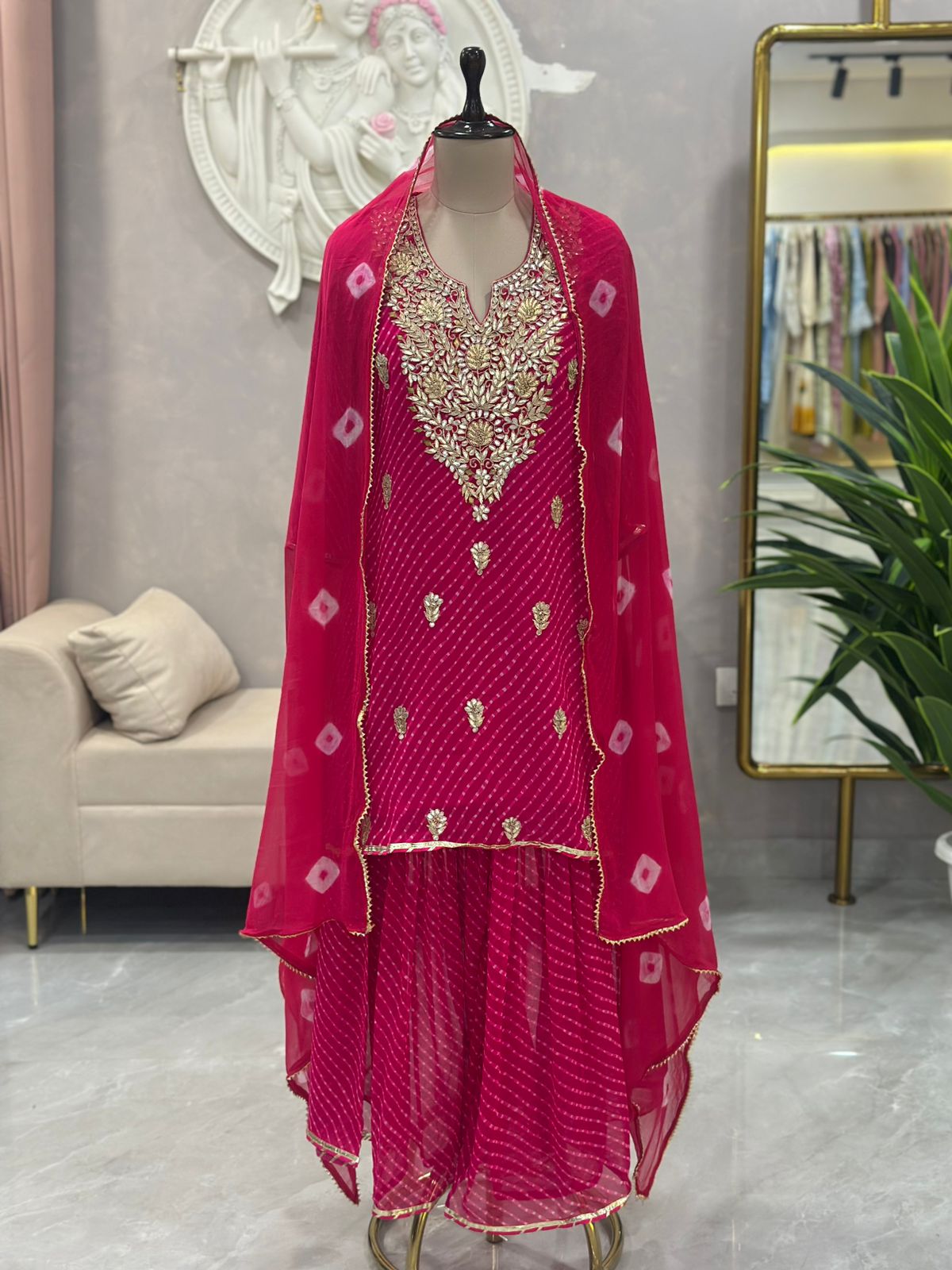 Elegant Handwork Kurta with Sharara & Dupatta