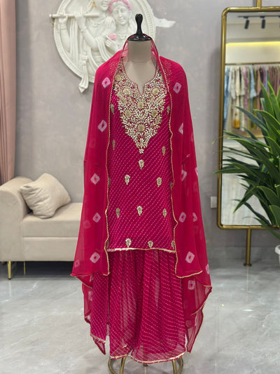 Elegant Handwork Kurta with Sharara & Dupatta