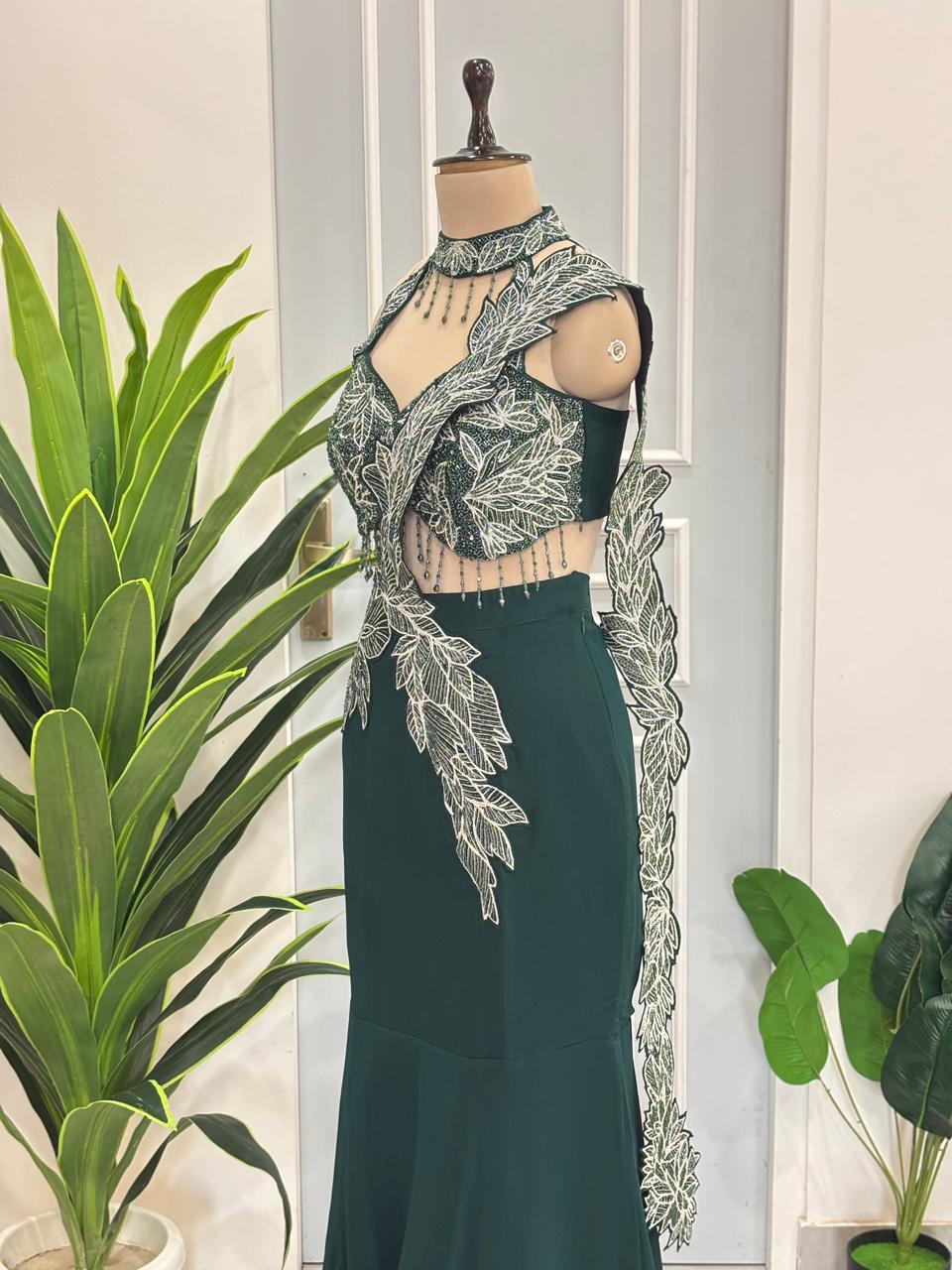 Designer Handwork Indo western Drape Saree