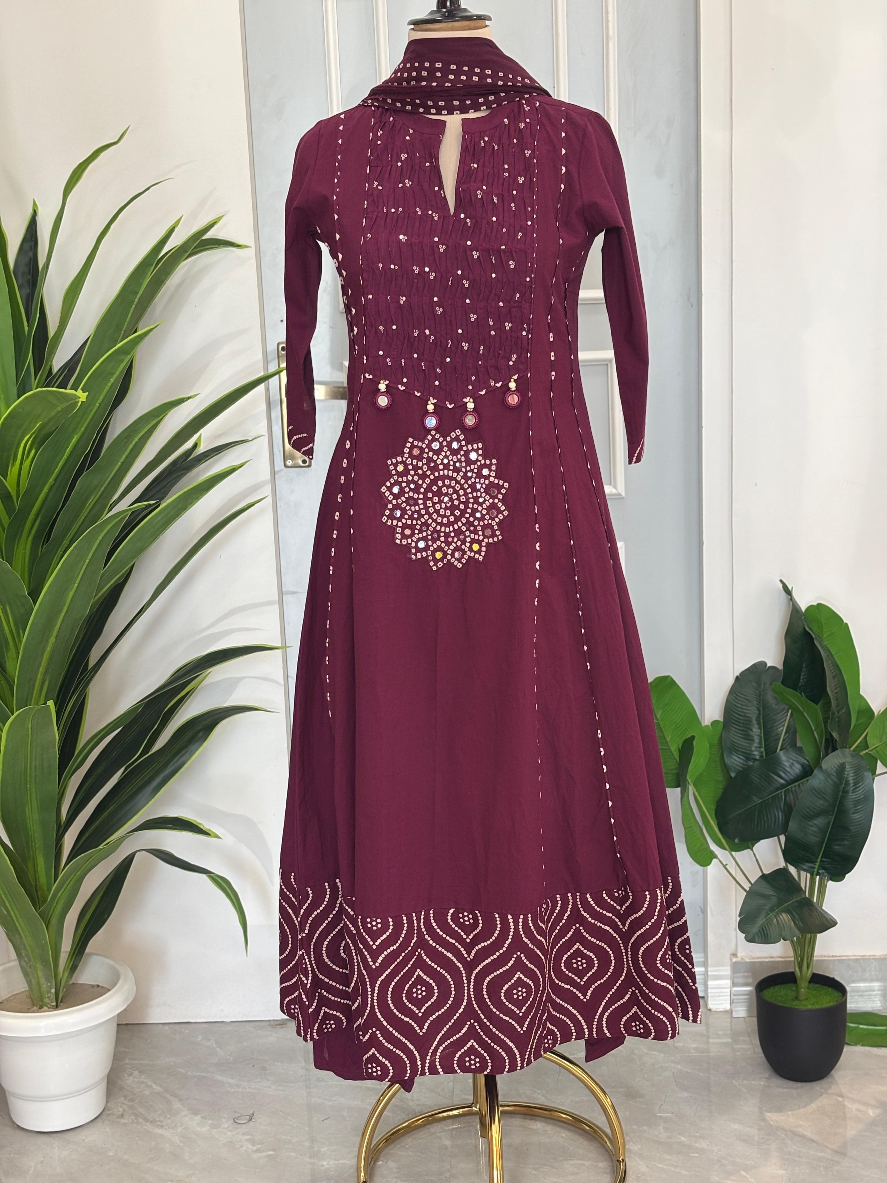 Pure Cotton Suit Set In Bhandej Print