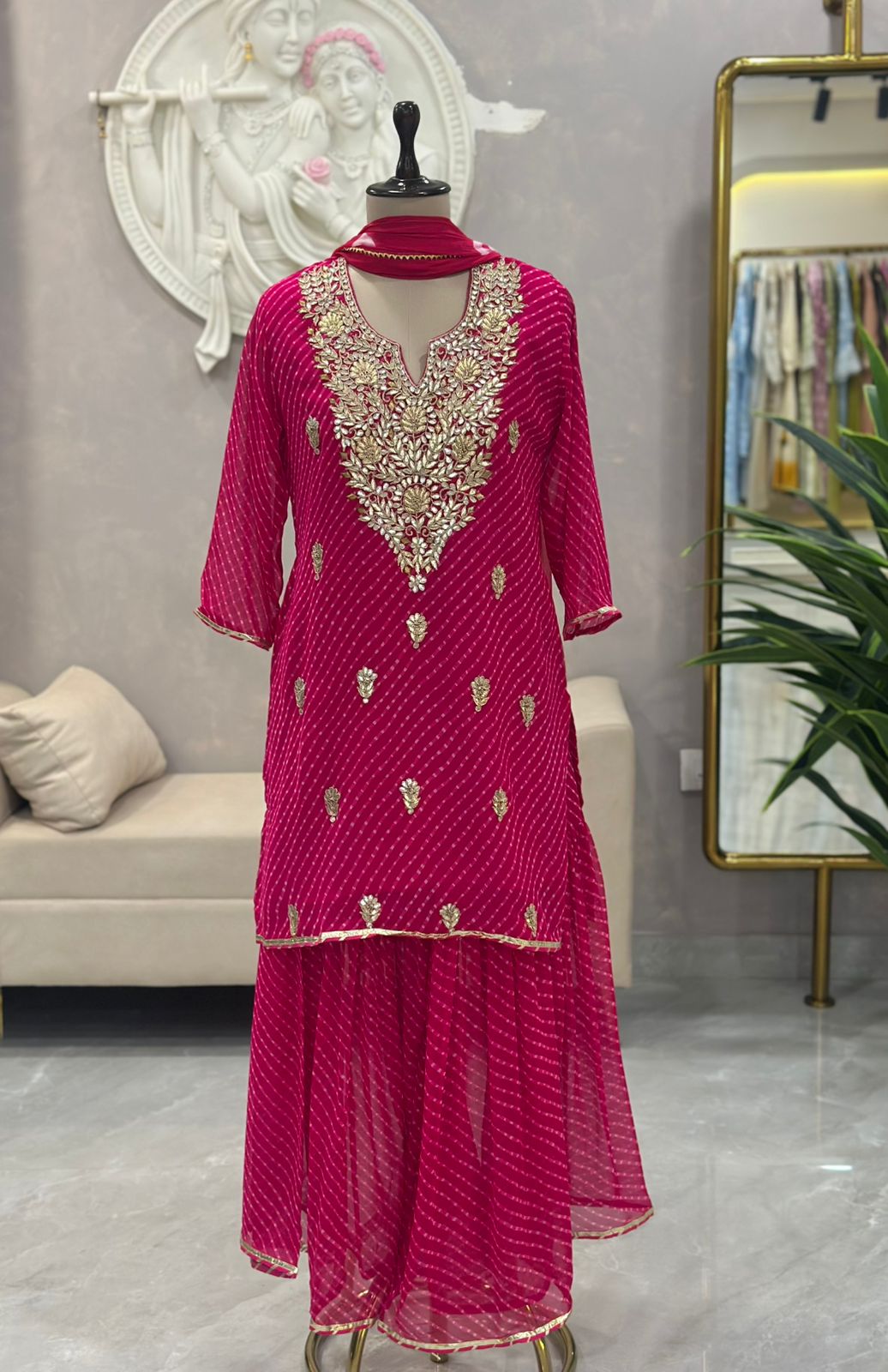 Elegant Handwork Kurta with Sharara & Dupatta