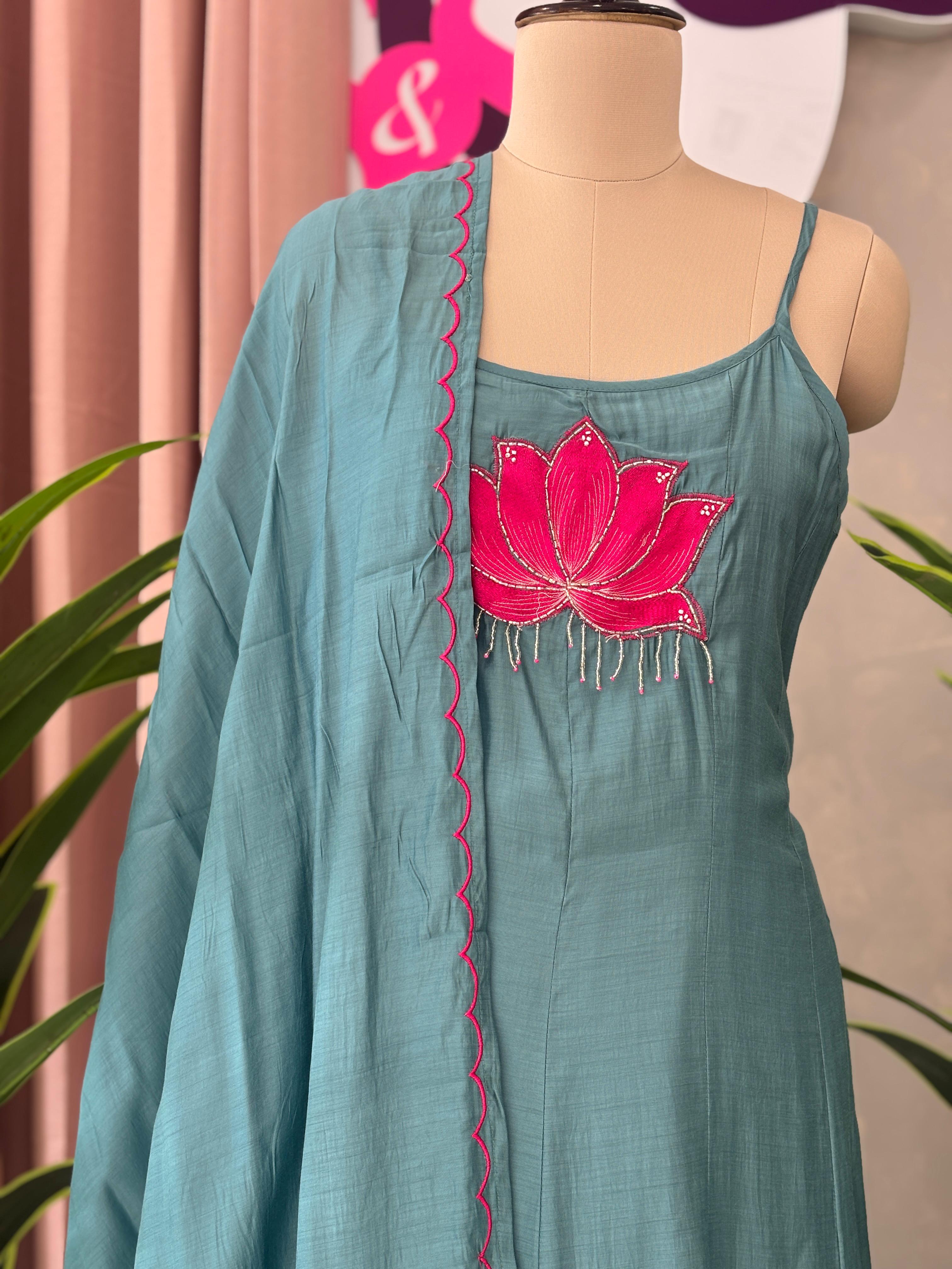 Beautiful Lotus Anarkali Suit Set