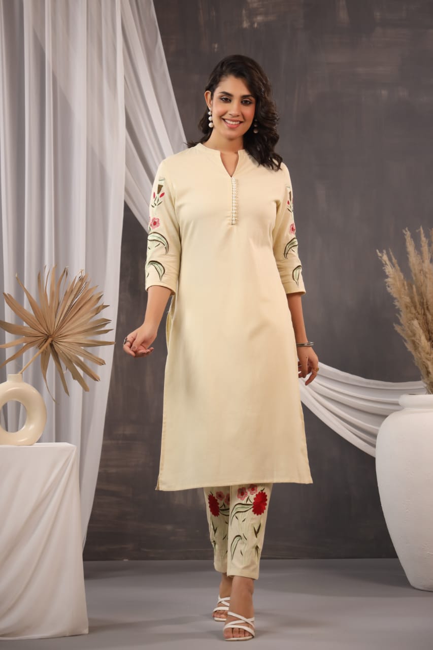 EMBROIDERED KURTA PANT SET