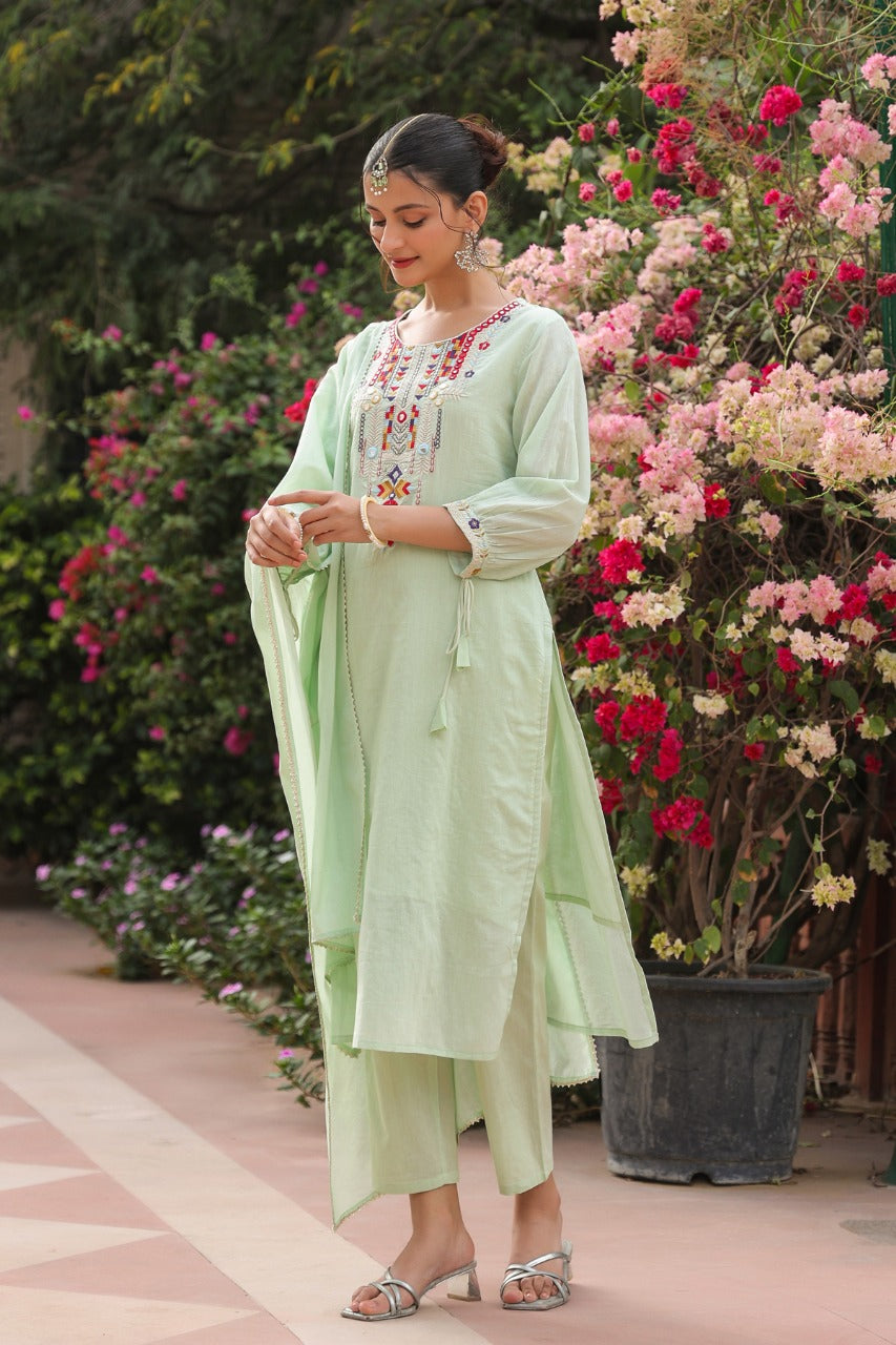 TRENDY EMBROIDERED SUIT SET