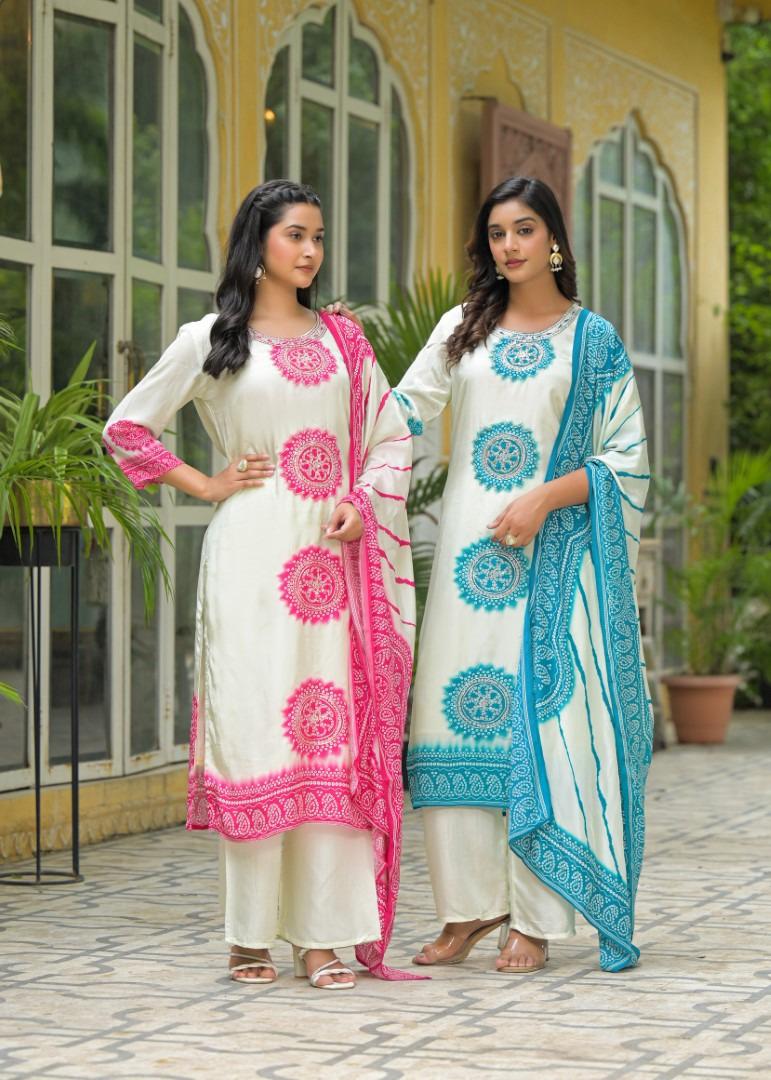 PURE CREP HANDWORK THREE PIECE SUIT
