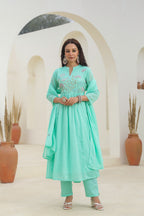 BEAUTIFUL MUL COTTON EMBROIDERED SUIT SET