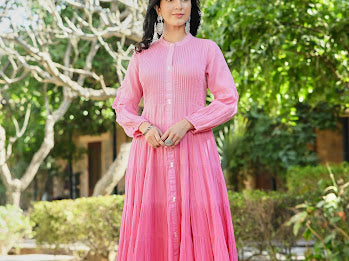 OMBRE MULMUL FLAIRED GOWN