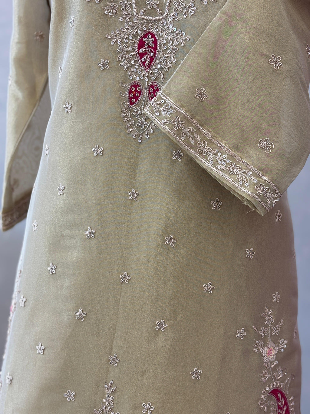 Elegant Suit with Handwork & Bandhej Dupatta