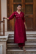 TRENDY TWO PIECE MIRROR WORK SUIT