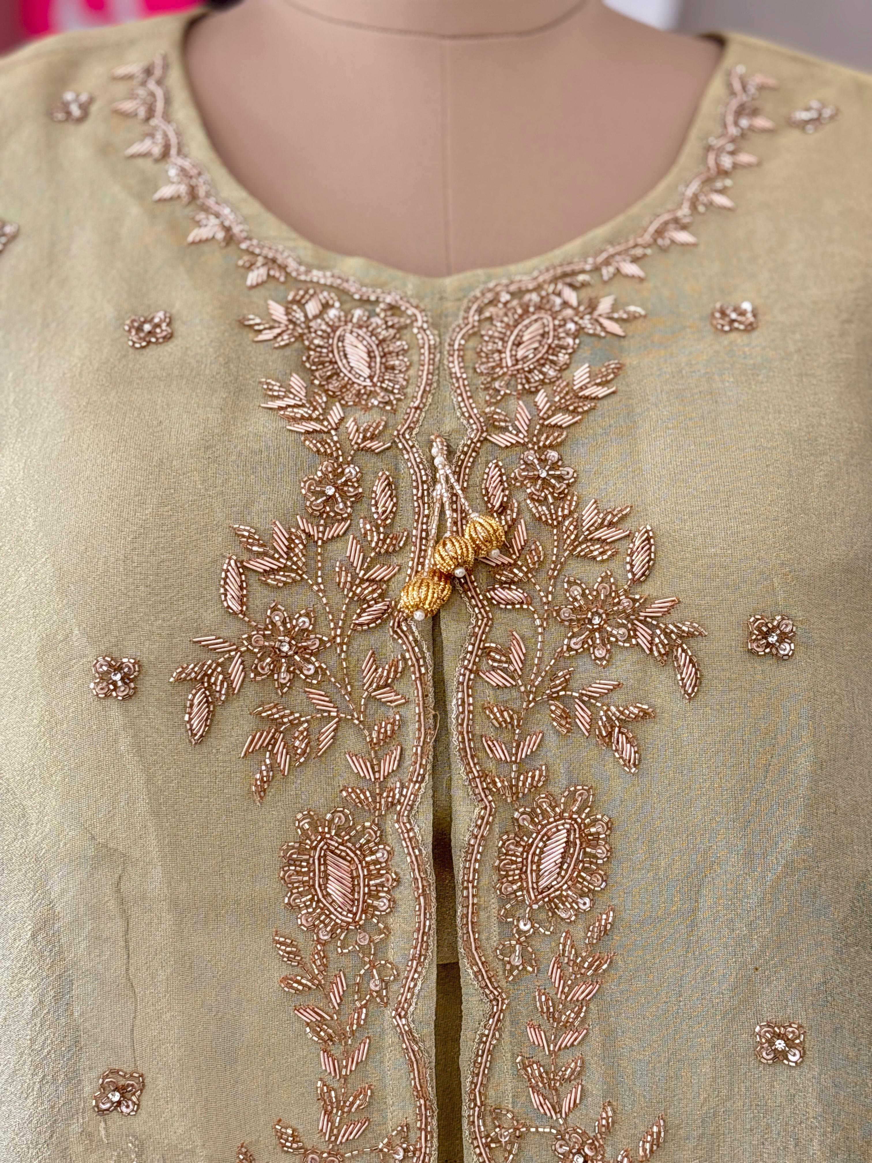 Beautiful Drape Skirt With Handwork Captop Set