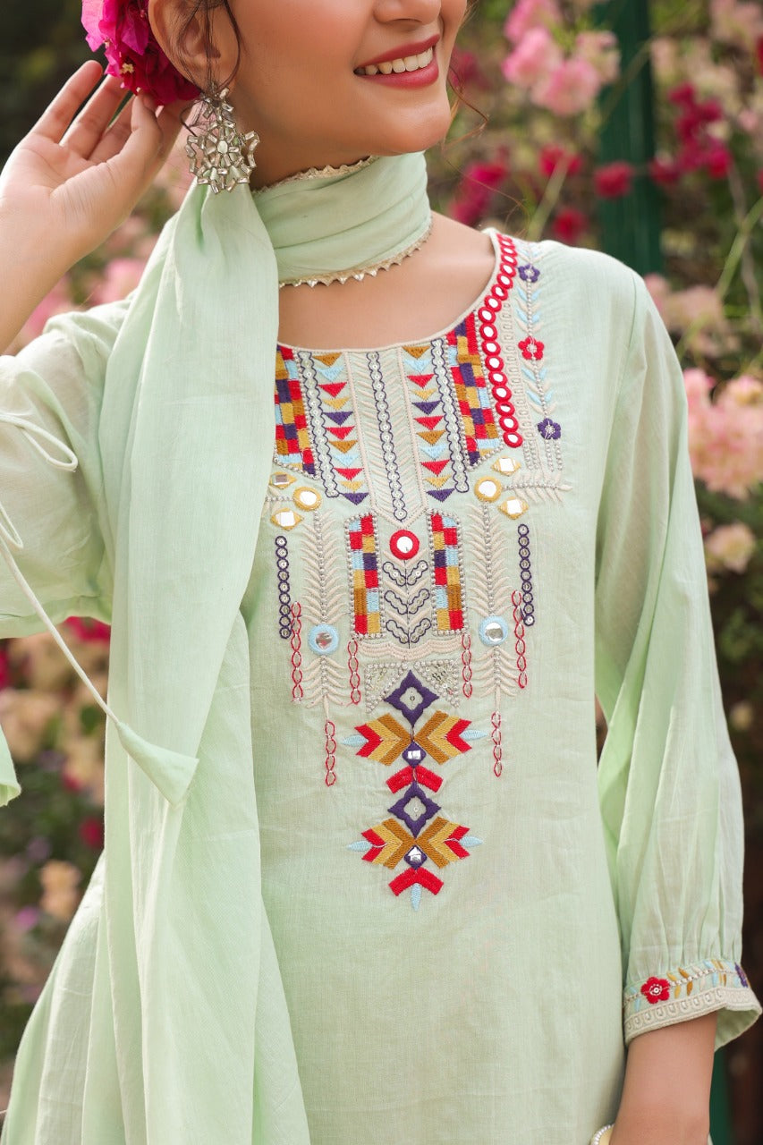 TRENDY EMBROIDERED SUIT SET