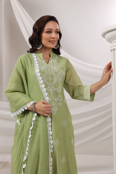 MUL CHANDERI EMBROIDERED SUIT