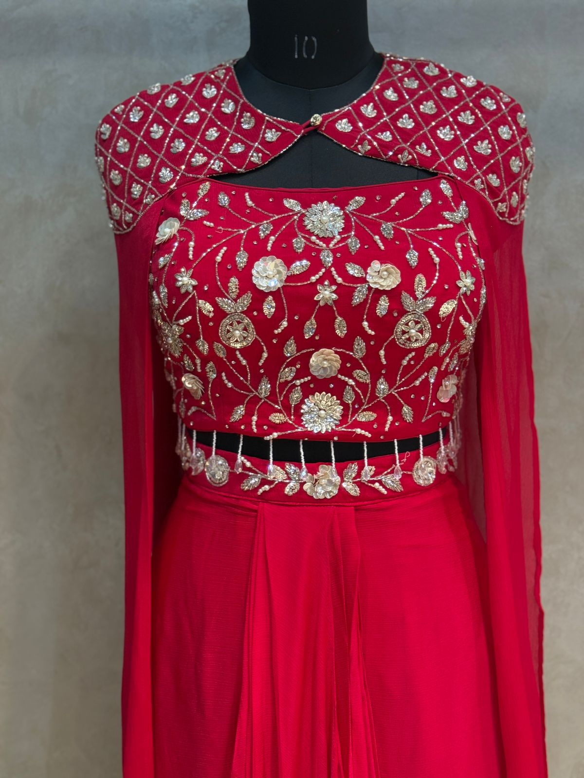 DRAPE SKIRT WITH CAP SHRUG