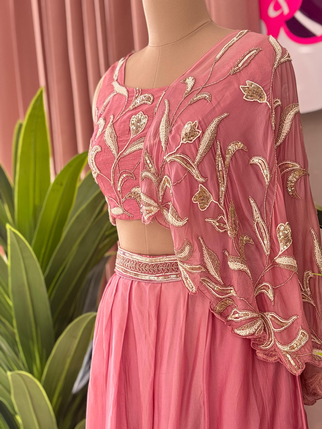 Designer Handwork Top with Flared Palazzo