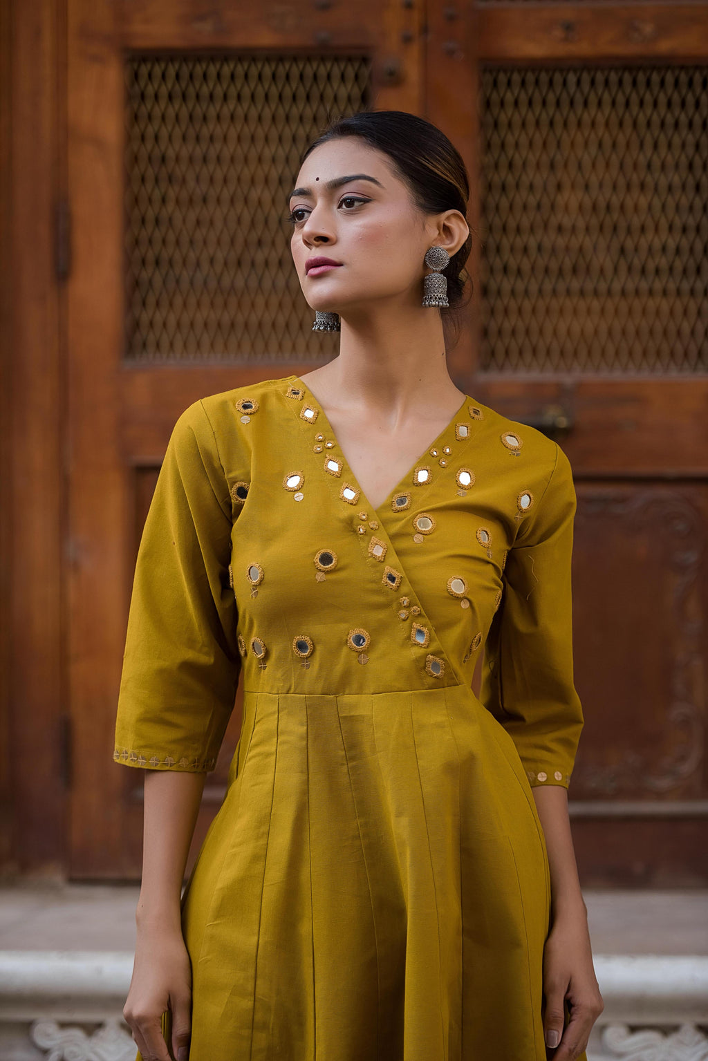 TRENDY TWO PIECE MIRROR WORK SUIT