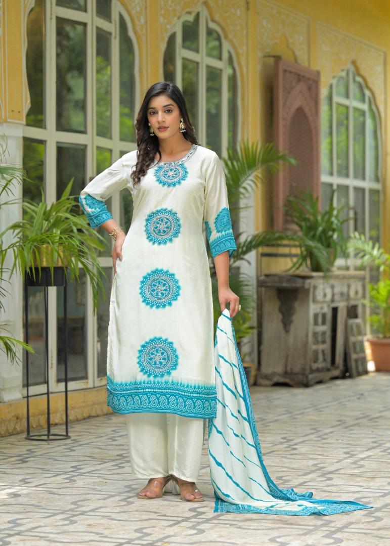 PURE CREP HANDWORK THREE PIECE SUIT