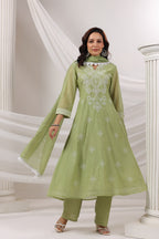 MUL CHANDERI EMBROIDERED SUIT