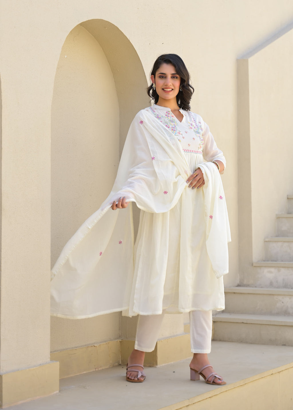 EMBROIDERED MUL COTTON SUIT SET