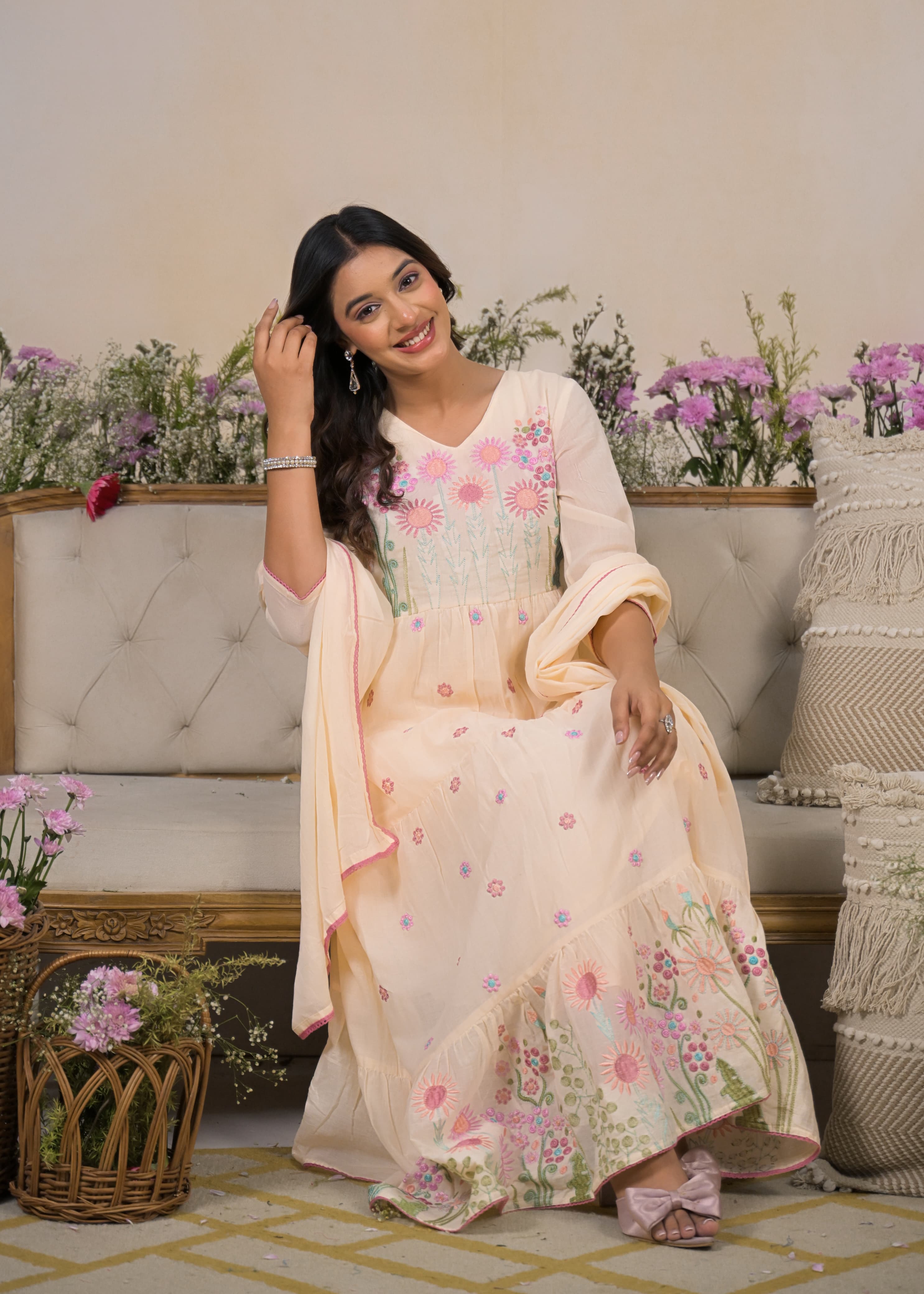 BEAUTIFUL EMBROIDERED MUL ANARKALI SUIT