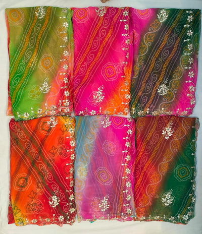 BHANDEJ PACHRANGI GOTTA PATTI HANDWORK SAREE