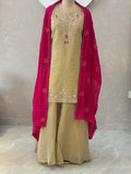 Elegant Suit with Handwork & Bandhej Dupatta