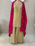 Elegant Suit with Handwork & Bandhej Dupatta