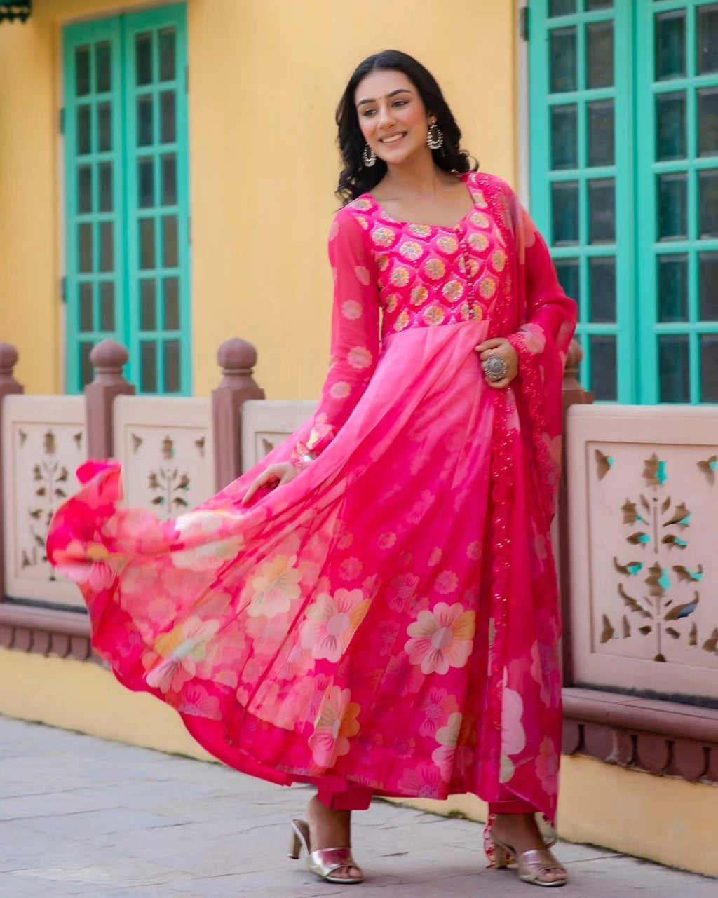 PURE ORGANZA FLORAL ANARKALI