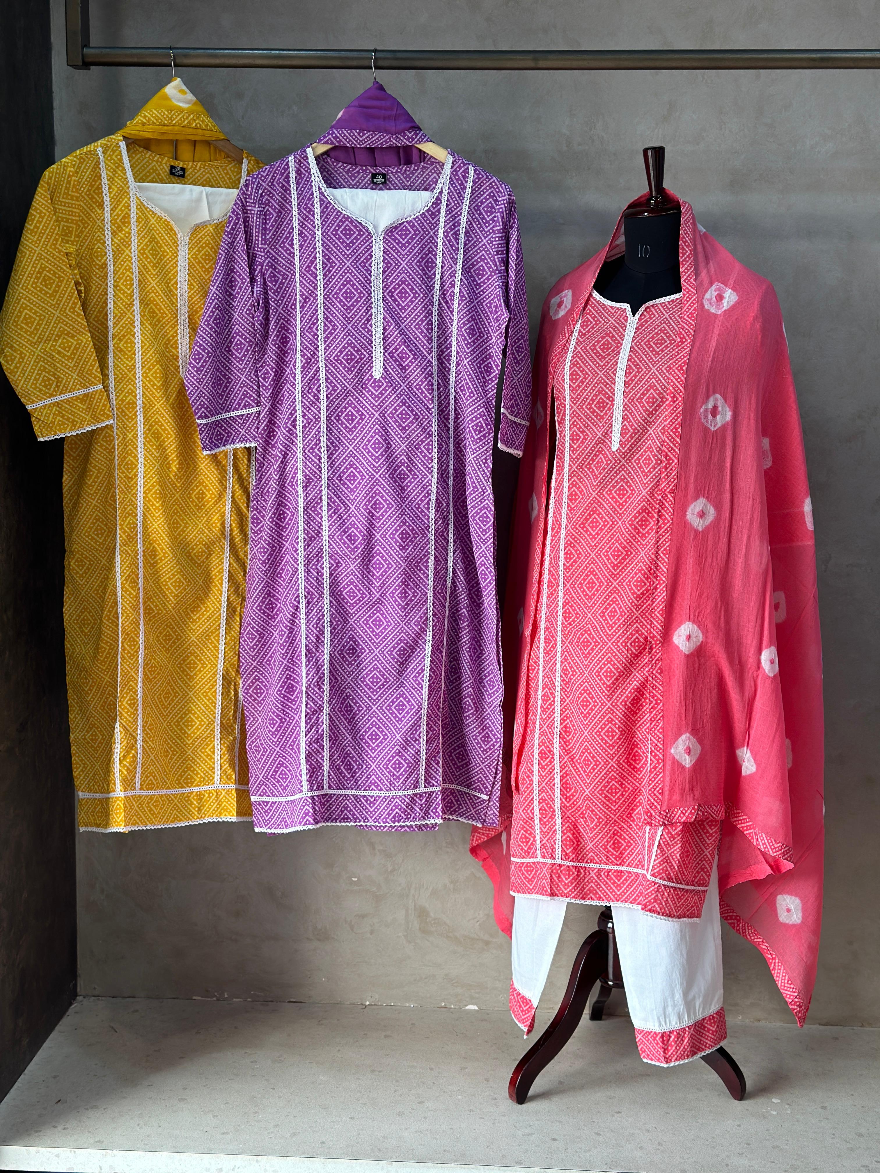 COTTON THREE PIECE SUIT SET